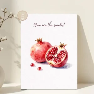 You Are the Sweetest Printable Card, Pomegranate Love Card, Cute Friendship Card, Instant Download